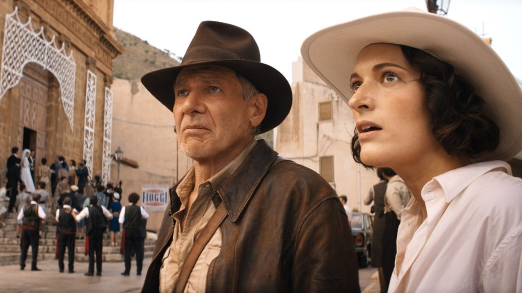 Harrison Ford as Indiana Jones and Phoebe Waller-Bridge as Helena Shaw in Tangiers in Indiana Jones and the Dial of Destiny